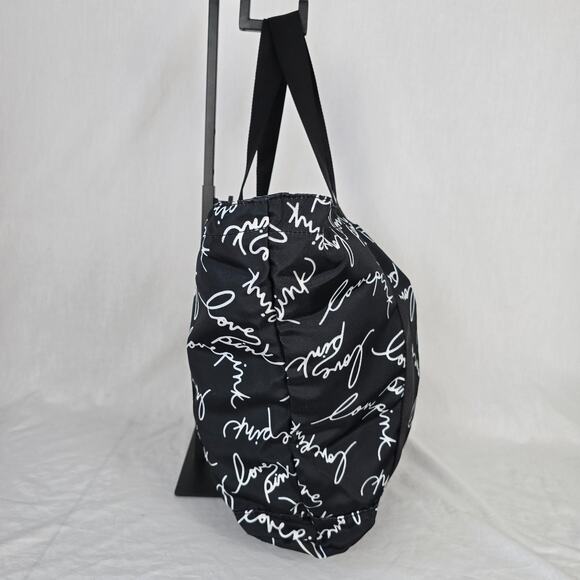 Pink Victoria's Secret Tote Black with White Love Pink Print - Picture 10 of 16